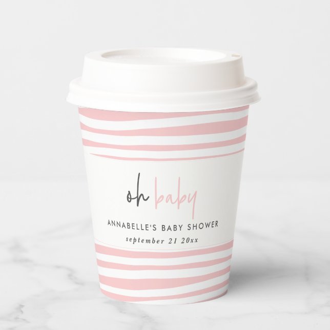 Gobelets En Papier Baby shower jumeau rose bleu moderne fête de typog (Recto)