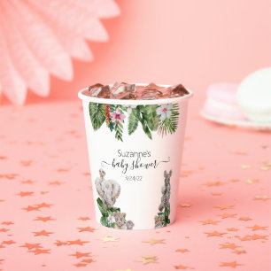 Gobelets En Papier Baby shower jungle Animaux Safari tropical