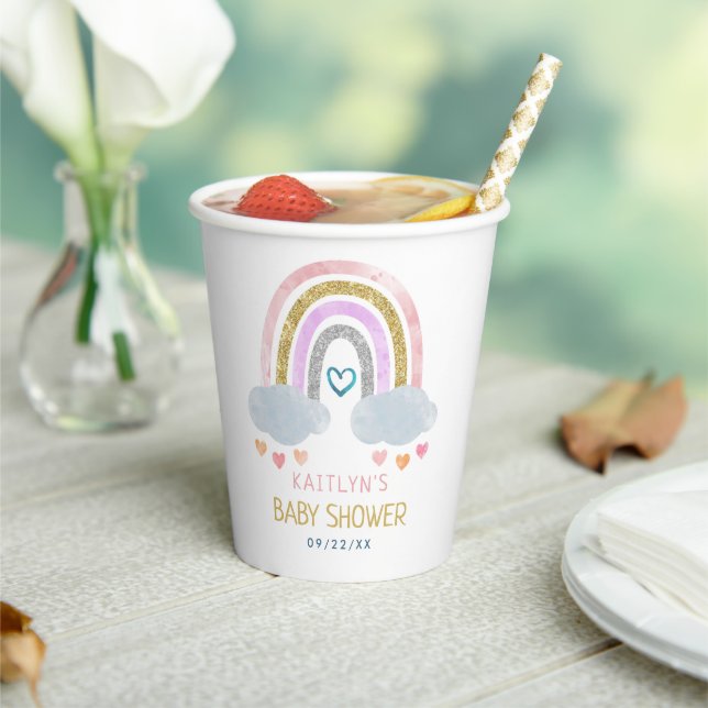 Gobelets En Papier Baby shower Little Rainbow (Insitu)