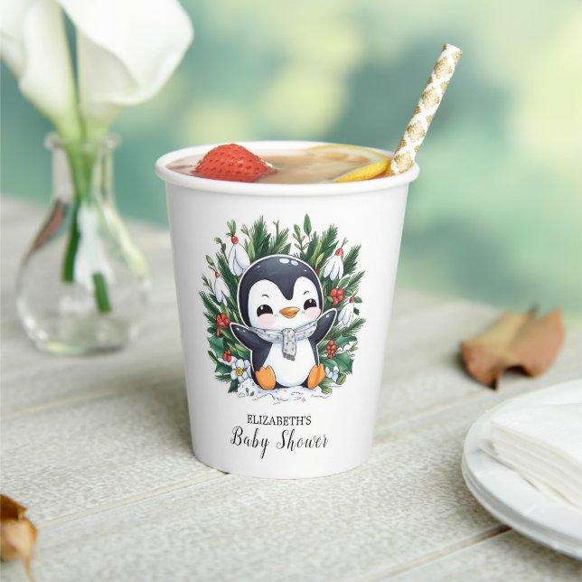 Gobelets En Papier Baby shower Magic Pretty Penguin (Insitu)