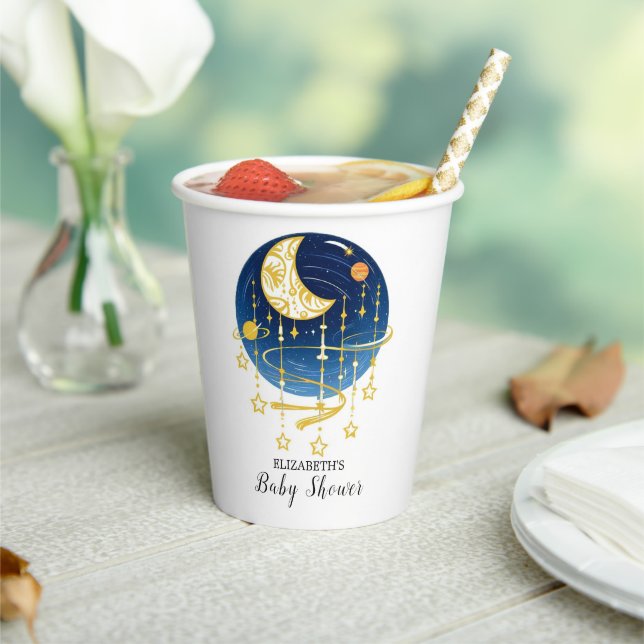 Gobelets En Papier Baby shower Moon Falling Stars (Insitu)