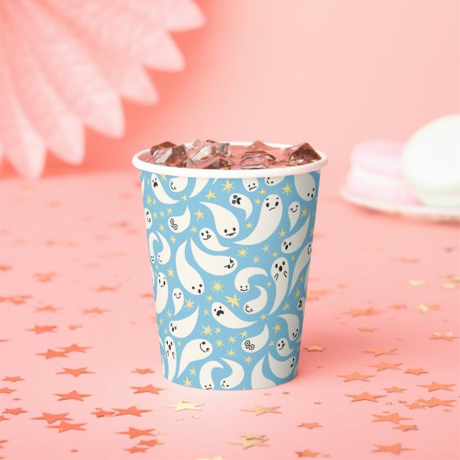 Gobelets En Papier Baby shower Motif bleu Little Boo (Insitu)