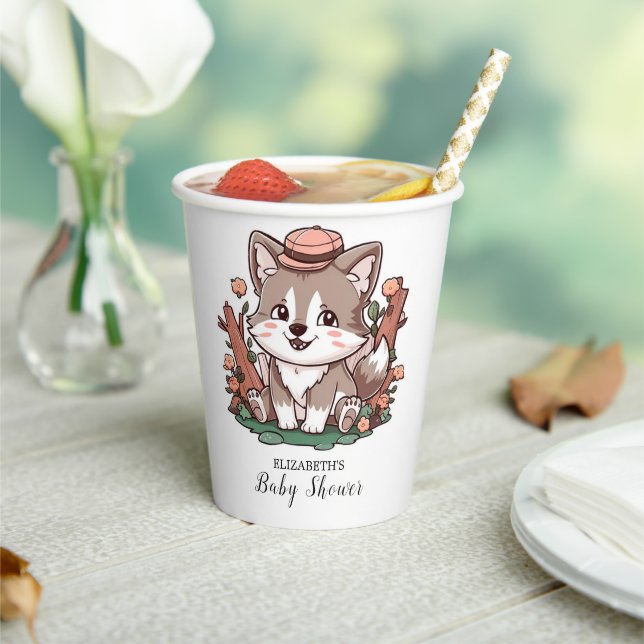 Gobelets En Papier Baby shower Mystical Dreamy Wolf (Insitu)