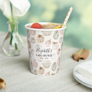 Gobelets En Papier Baby shower neutre Citrouille