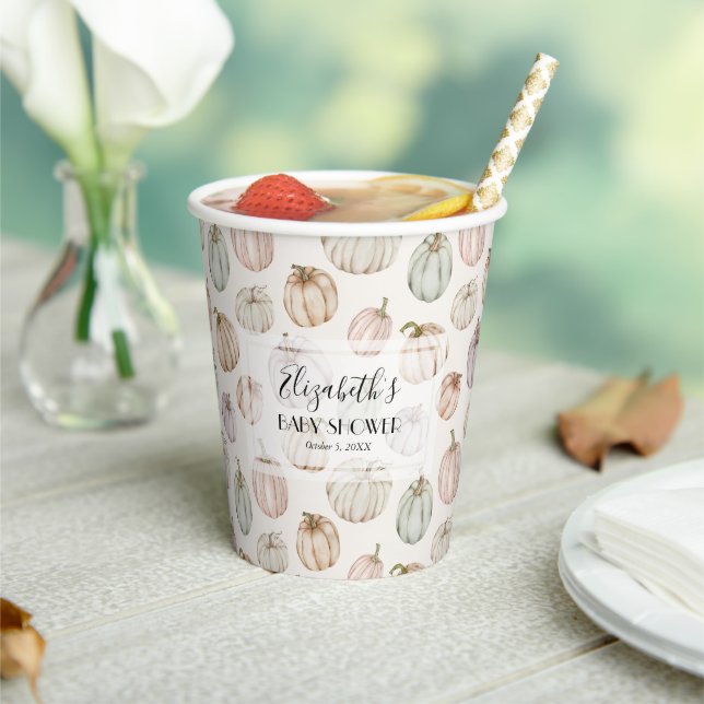 Gobelets En Papier Baby shower neutre Citrouille (Insitu)