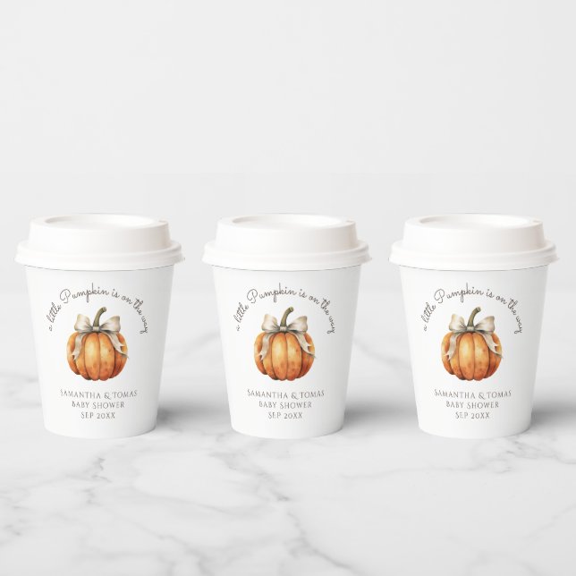 Gobelets En Papier Baby shower neutre minimal de petit Citrouille (Multi)