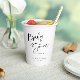 Gobelets En Papier Baby shower noir et blanc