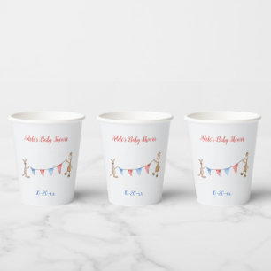 Gobelets En Papier Baby shower Nom personnalisé Date Giraffe Kangaroo