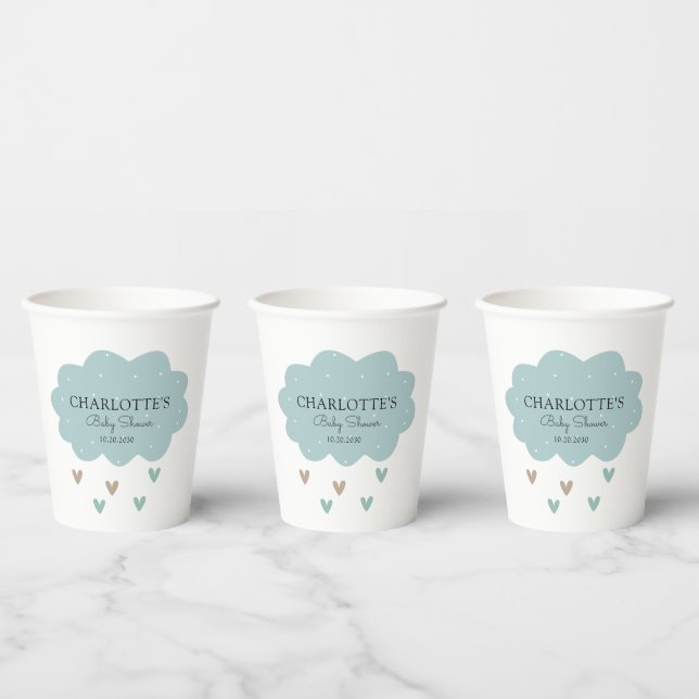 Gobelets En Papier Baby shower nuage de pluie bleu (Multi)