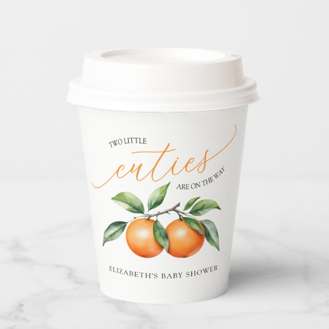 Gobelets En Papier Baby shower Orange de Cute Twins (Recto)