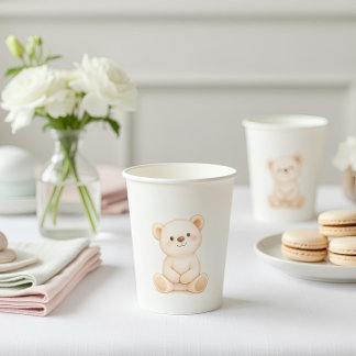 Gobelets En Papier Baby Shower Ours en peluche Bohème