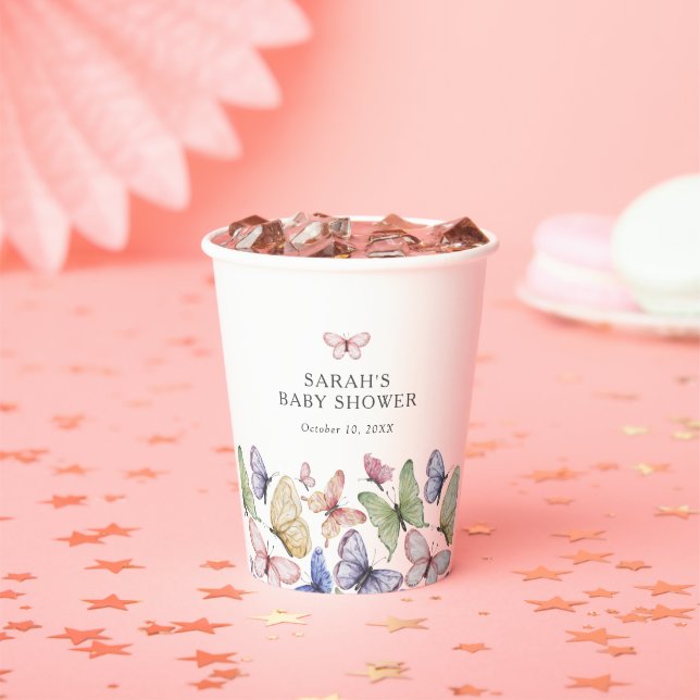 Gobelets En Papier Baby shower papillon (Insitu)