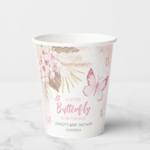 Gobelets En Papier Baby Shower Papillon Rose