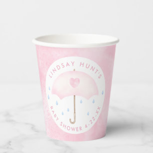 Gobelets En Papier Baby shower parapluie rose