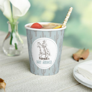 Gobelets En Papier Baby shower petit cowboy Western Blue Boy