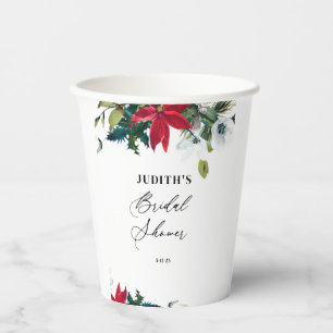 Gobelets En Papier Baby Shower Poinsettia de mariage d'hiver