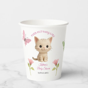 Gobelets En Papier Baby shower Purr-fect bébé fille chaton