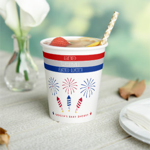 Gobelets En Papier Baby shower Red White 4 juillet pétards