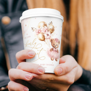 Gobelets En Papier Baby shower Rose Fille Nous Pouvons Attendre