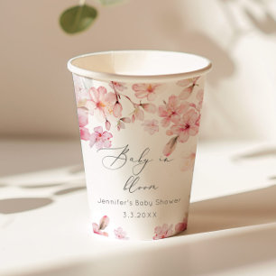 Gobelets En Papier Baby shower rose vif de Sakura cerisier