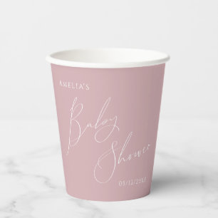 Gobelets En Papier Baby shower Rose Whimsical Dusty