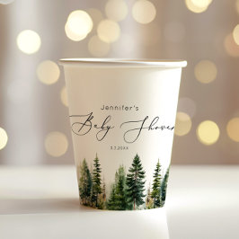 Gobelets En Papier Baby shower rustique minimaliste et élégant