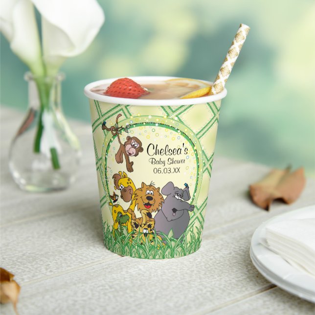 Gobelets En Papier Baby shower Safari Jungle Baby Animaux (Insitu)