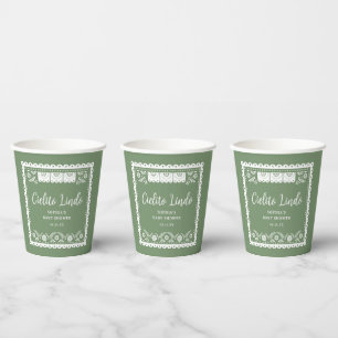 Gobelets En Papier Baby shower Sage Green Cielito Lindo Talavera