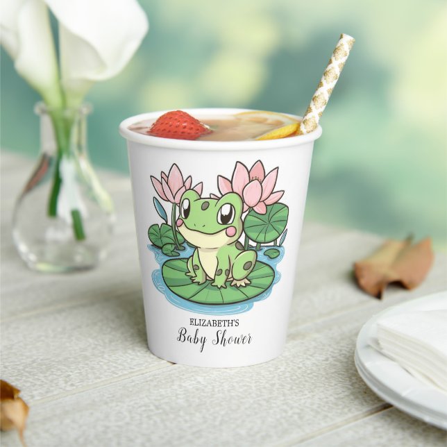 Gobelets En Papier Baby shower simple de petite grenouille (Insitu)