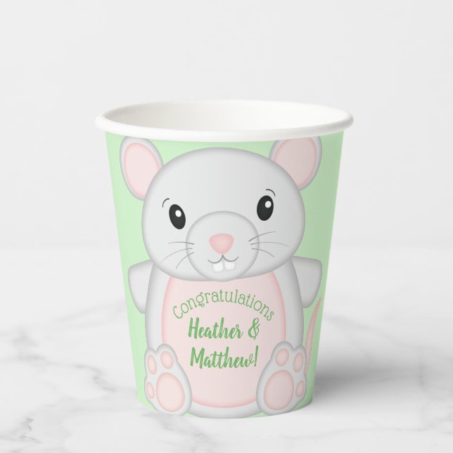 Gobelets En Papier Baby shower souris (Recto)
