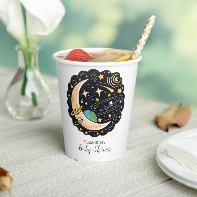 Gobelets En Papier Baby shower Space Moon Stars (Insitu)