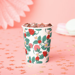 Gobelets En Papier Baby shower sucré aux fraises illustré
