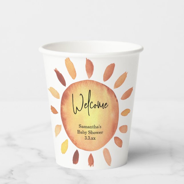 Gobelets En Papier Baby shower Sunshine (Recto)