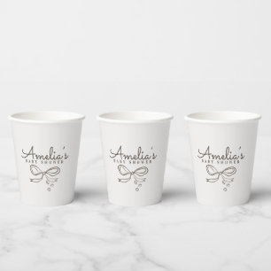 Gobelets En Papier Baby Shower sur le thème du Café Minimaliste avec 