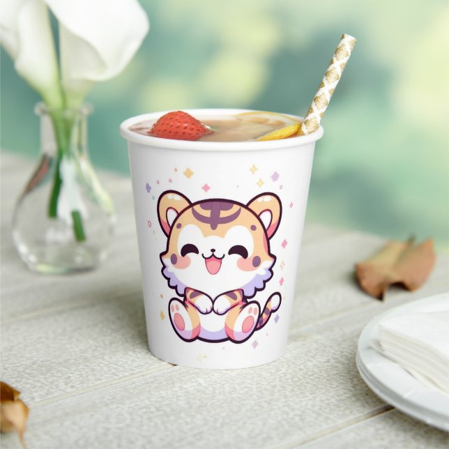 Gobelets En Papier Baby shower Tiger simple (Insitu)