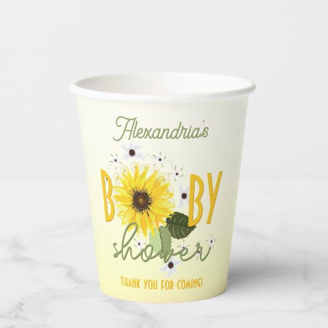 Gobelets En Papier Baby shower tournesol (Recto)