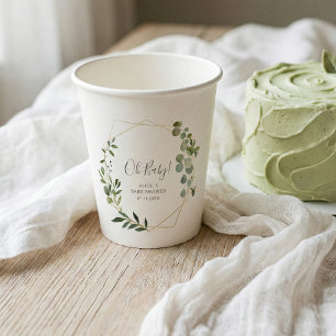 Gobelets En Papier Baby shower verdoyant