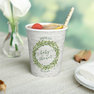 Gobelets En Papier Baby shower verdoyant branché Laurel Wreath