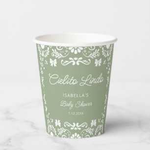 Gobelets En Papier Baby shower vert Cielito Lindo mexicain Sage