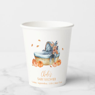 Gobelets En Papier Baby shower vintage Rustic Fall Citrouille