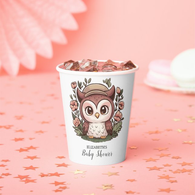Gobelets En Papier Baby shower Whimsical Lovely Owl (Insitu)