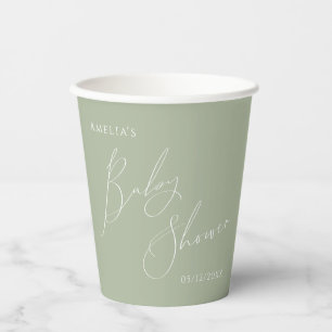 Gobelets En Papier Baby shower Whimsical Sage Green