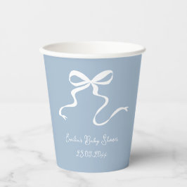 Gobelets En Papier Baby shower Whimsy Dusty Blue Bow