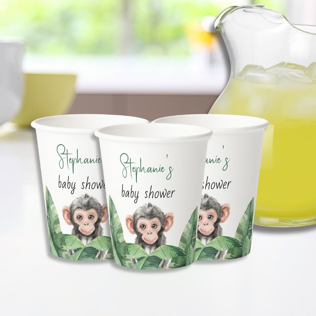 Gobelets En Papier Baby shower Wild One Safari Baby Animaux (Créateur téléchargé)