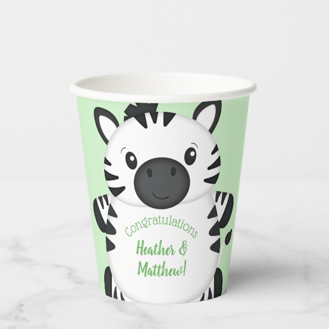 Gobelets En Papier Baby shower Zebra (Recto)