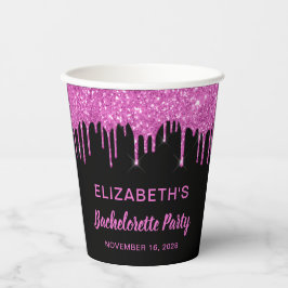 Gobelets En Papier Bachelorette Parties scintillant rose noir