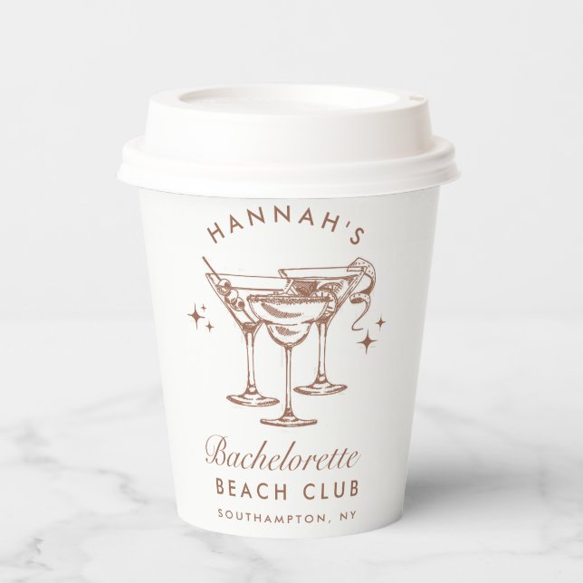 Gobelets En Papier Bachelorette Retro Cocktail Brown (Recto)