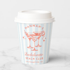 Gobelets En Papier Bachelorette Retro Moderne Bleu & Rouge