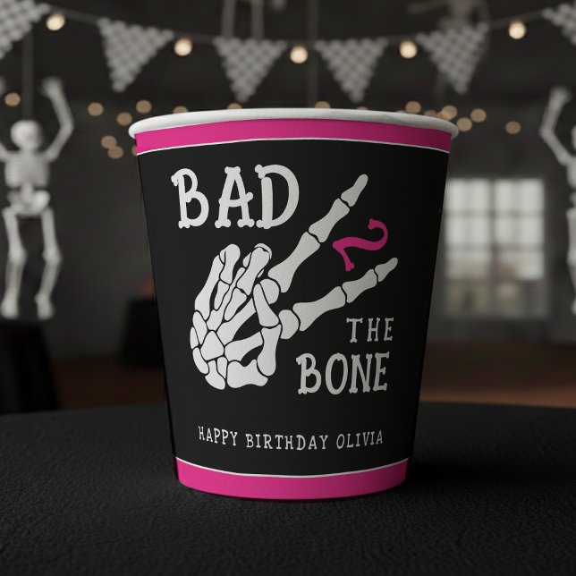 Gobelets En Papier Bad 2 the Bone Skeleton 2nd Birthday Party (Créateur téléchargé)