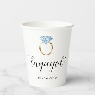 Gobelets En Papier Bague de fiançailles personnalisée Fête de fiançai